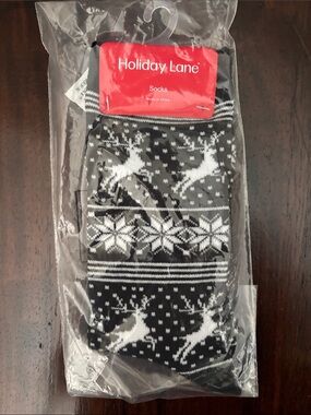 Macy's Black and White Reindeer Holiday Socks